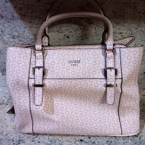 GUESS G Monogram Large Tote Bag PINK Large Spacious EUC